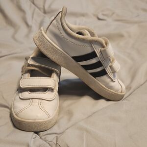adidas Kids White and Black Velcro Sneakers